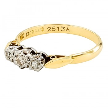 18ct gold Diamond 3 stone Ring size R